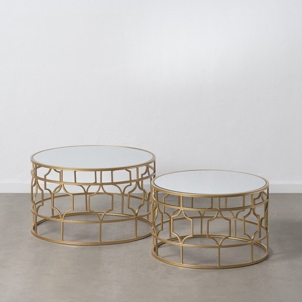 S/2 TAVOLINO SALOTTO METALLO ORO SPECCHIO ST604616