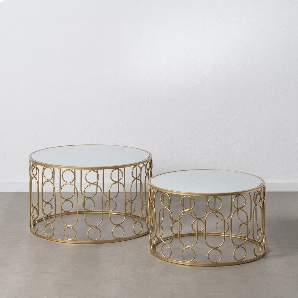 S/2 TAVOLINO SALOTTO METALLO ORO SPECCHIO ST604617