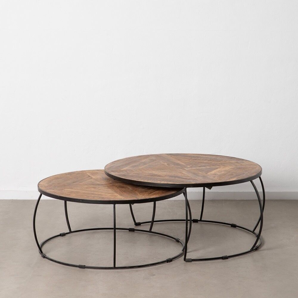 S/2 TAVOLINO BASSO NATURALE-NERO ST604767