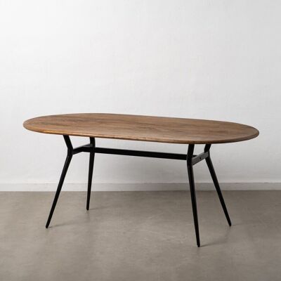 DINING TABLE NATURAL-BLACK WOOD-IRON ST608821