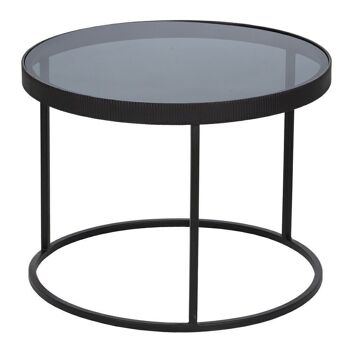 TABLE BASSE S/2 DORÉ-NOIR FER-VERRE ST608831 4