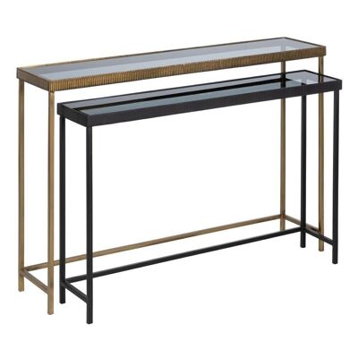 S/2 CONSOLE GOLD-BLACK IRON-GLASS ST608832