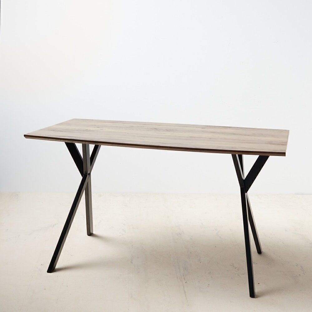 TAVOLO DA PRANZO METALLO NERO-MARRONE / MDF ST121611