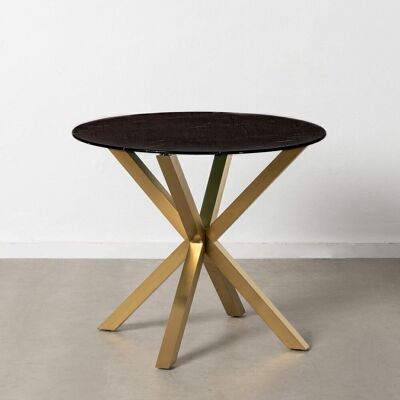 TABLE À MANGER EN MARBRE NOIR-OR ST604890