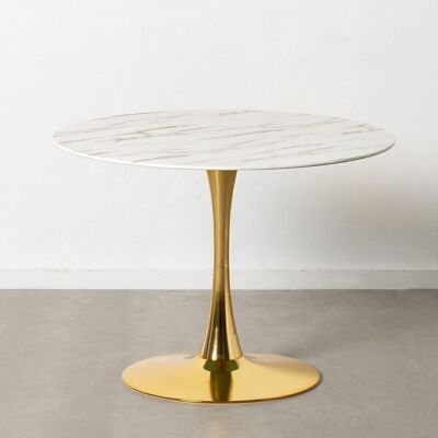 TABLE À MANGER EN MARBRE BLANC-OR ST604891