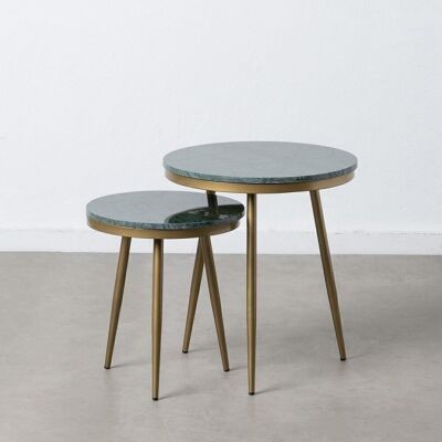 S/2 SIDE TABLE GREEN-GOLD ST606868