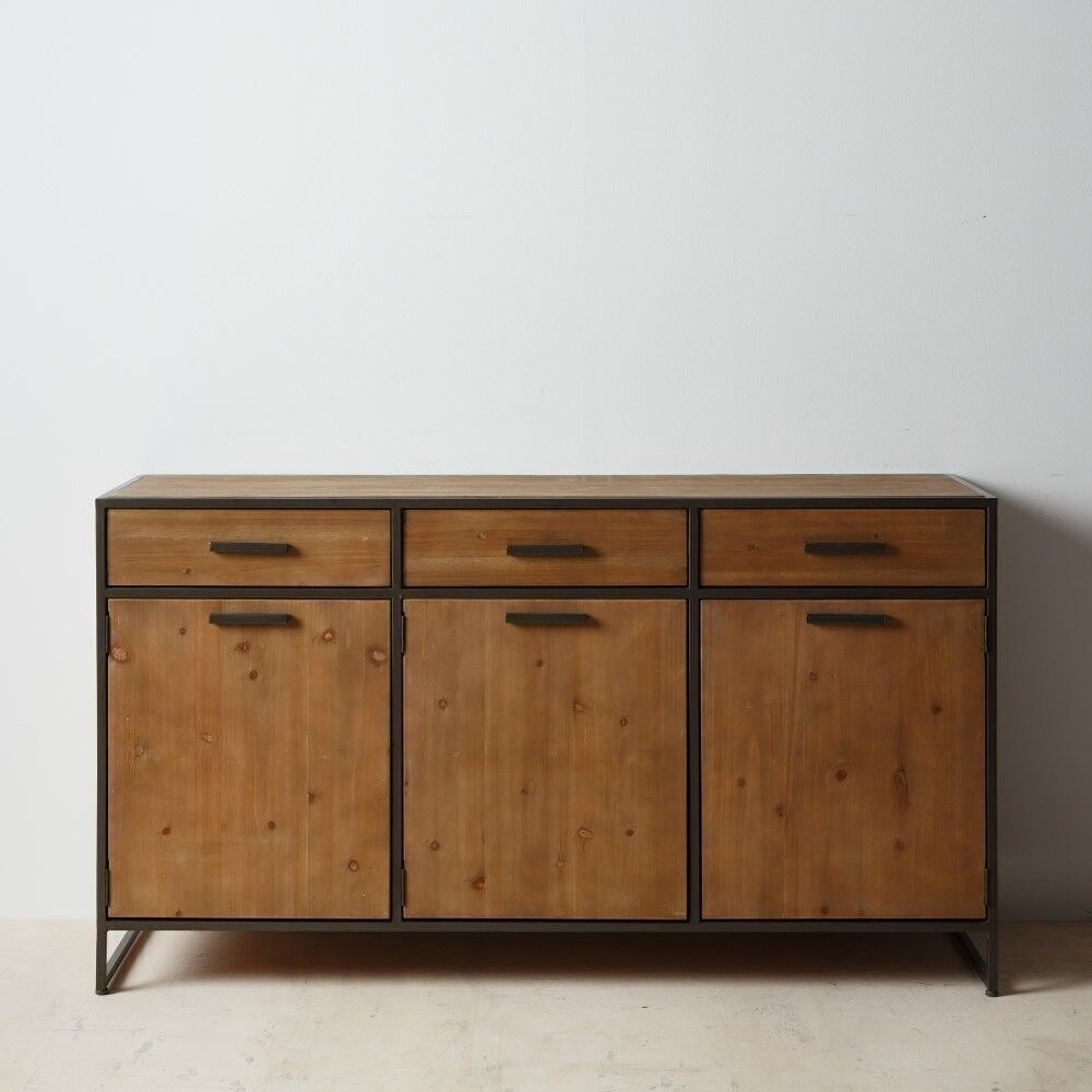 CREDENZA MARRONE-NERO LEGNO / METALLO ST121716