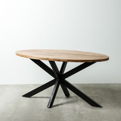 DINING TABLE BROWN-BLACK WOOD-IRON ST121995