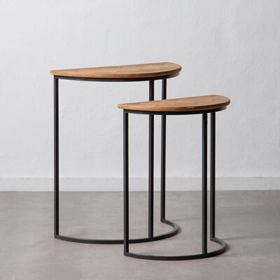 S/2 SIDE TABLES BROWN-BLACK HERRINGBONE ST602250