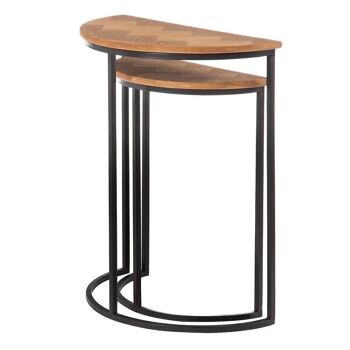 S/2 TABLES D'APPOINT CHEVRON MARRON-NOIR ST602250 3