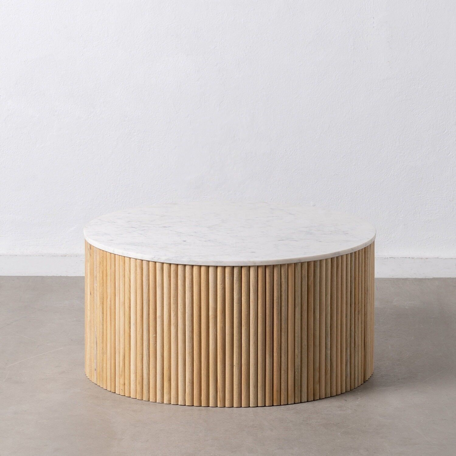 NATÜRLICHER COUCHTISCH – WEISSER MARMOR/HOLZ ST608874