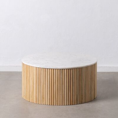 NATURAL COFFEE TABLE-WHITE MARBLE/WOOD ST608874