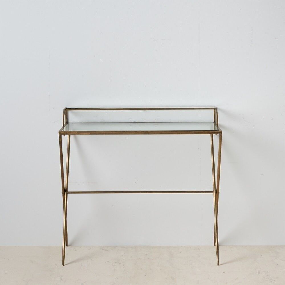 SCHREIBTISCH GOLD METALL-GLAS ST151301