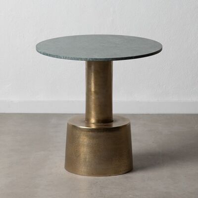 TABLE D'APPOINT ALUMINIUM/MARBRE VERT-OR ST602432