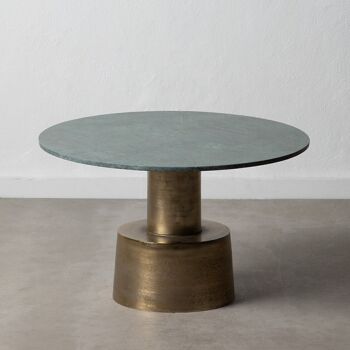 TABLE BASSE ALUMINIUM/MARBRE VERT-OR ST602433 1