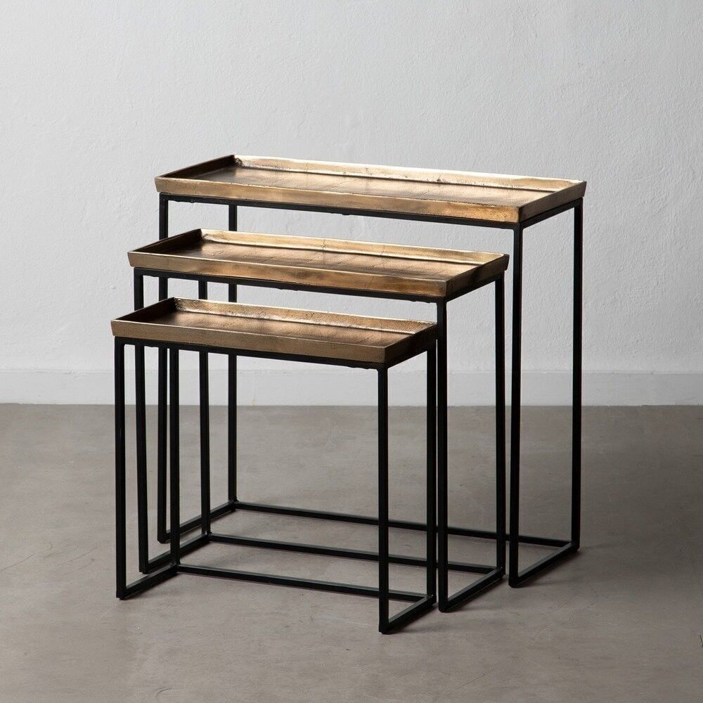 S/3 CONSOLLE NERO-RAME ALLUMINIO/FERRO ST602440