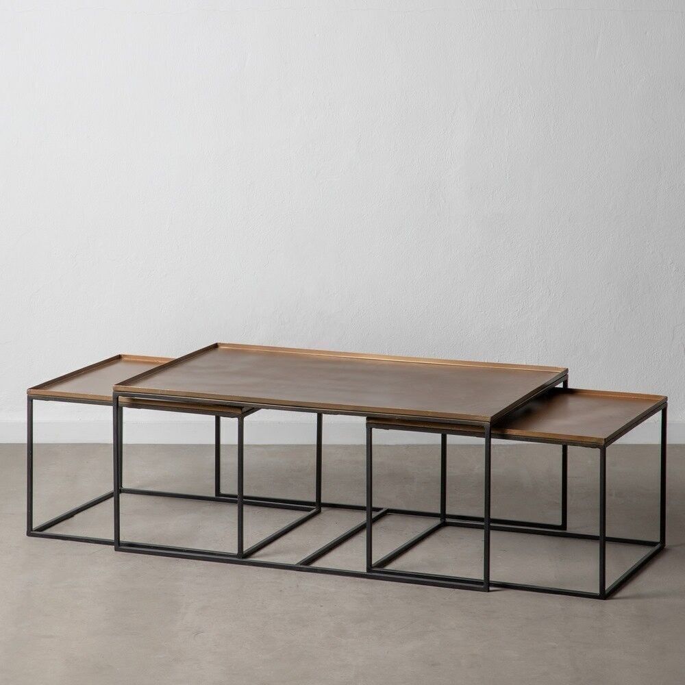 S/3 COUCHTISCH SCHWARZ-KUPFER ST602441