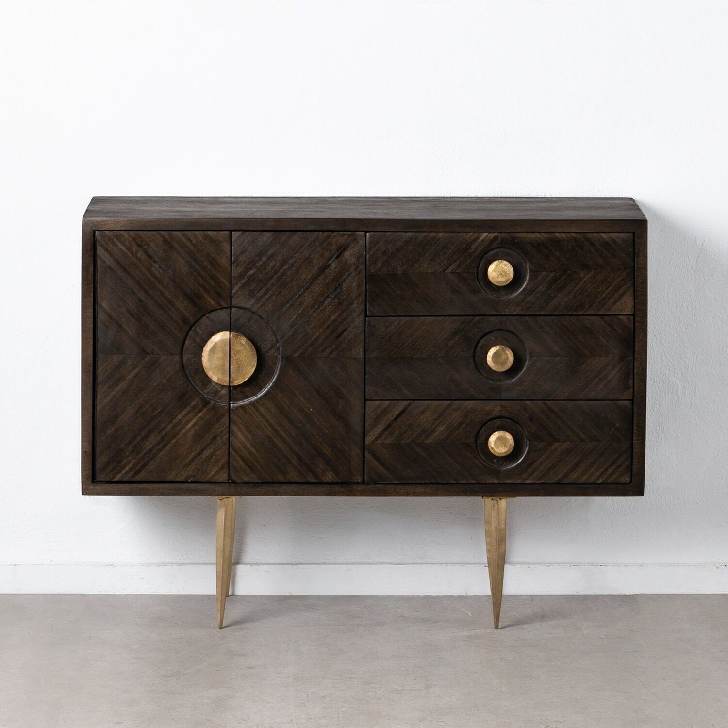 SIDEBOARD BRAUN-GOLD HOLZ / METALL WOHNZIMMER ST607183