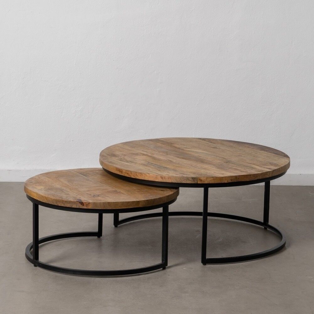 S/2 TAVOLINO BASSO NERO-MARRONE ST152582