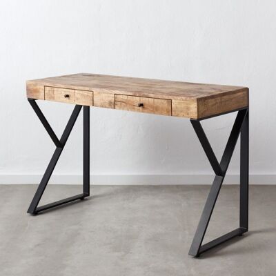 NATURAL DESK-BLACK WOOD-IRON ST152689