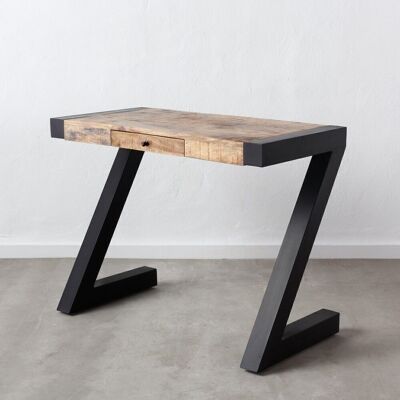 NATURAL DESK-BLACK WOOD-IRON ST152688