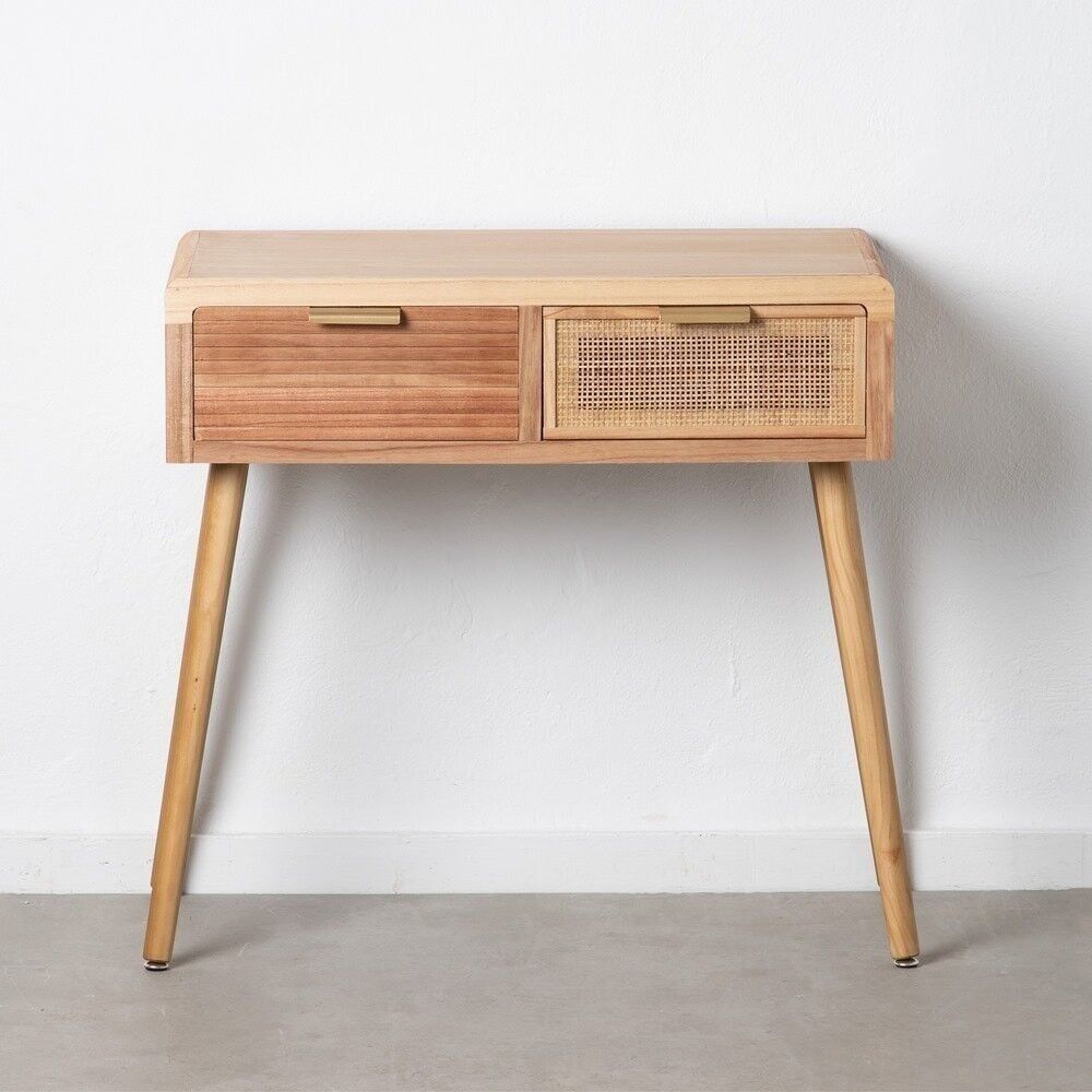 CONSOLE BOIS NATUREL-RATAN SALON ST602576