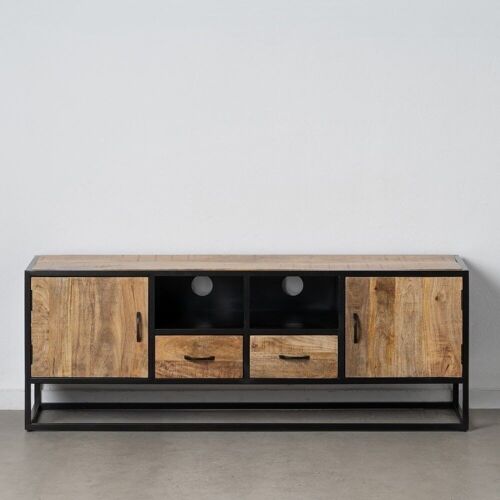 MUEBLE TV NATURAL-NEGRO MADERA-HIERRO ST607324