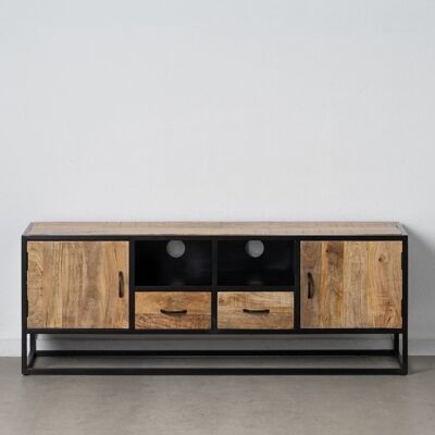 TV STAND NATURAL-BLACK WOOD-IRON ST607324
