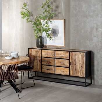 BUFFET BOIS-FER NOIR NATUREL ST607326 2