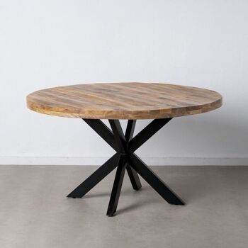 TABLE DE REPAS NATUREL-NOIR BOIS-FER ST607329 1