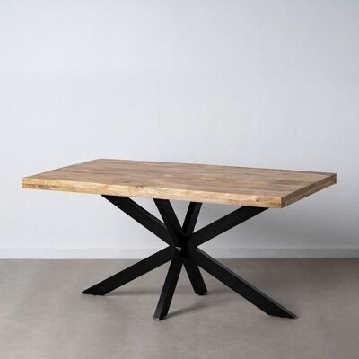 DINING TABLE NATURAL-BLACK WOOD-IRON ST607330
