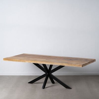 DINING TABLE NATURAL-BLACK WOOD-IRON ST607332
