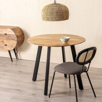 TABLE DE REPAS NATUREL-NOIR BOIS-FER ST608907 2