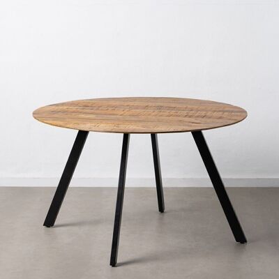 DINING TABLE NATURAL-BLACK WOOD-IRON ST608908