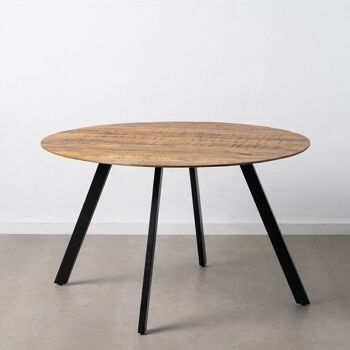 TABLE DE REPAS NATUREL-NOIR BOIS-FER ST608908 1