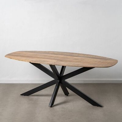 DINING TABLE NATURAL-BLACK WOOD-IRON ST608909