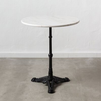TABLE D'APPOINT BLANC-NOIR METAL-MARBRE ST153030