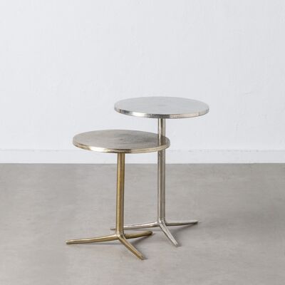 S/2 SIDE TABLE GOLD-SILVER ALUMINUM ST605357