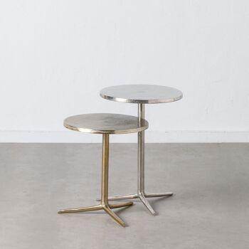 TABLE D'APPOINT S/2 ALUMINIUM OR-ARGENT ST605357 1