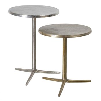 TABLE D'APPOINT S/2 ALUMINIUM OR-ARGENT ST605357 3