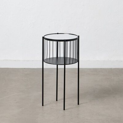 SIDE TABLE BLACK METAL-GLASS ST607374