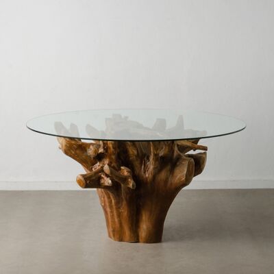 NATURAL WOOD / GLASS DINING TABLE ST607433