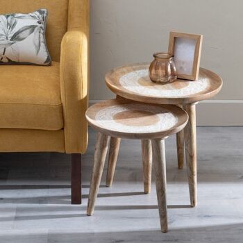 TABLE D'APPOINT NATUREL-BLANC ST607445 2