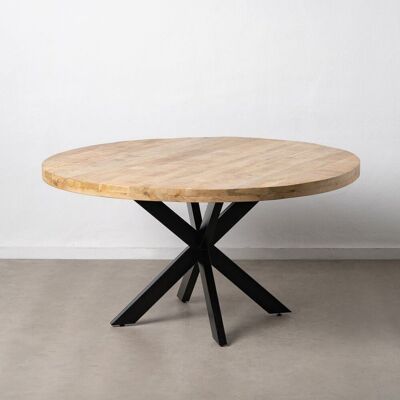 DINING TABLE NATURAL-BLACK WOOD-IRON ST609032