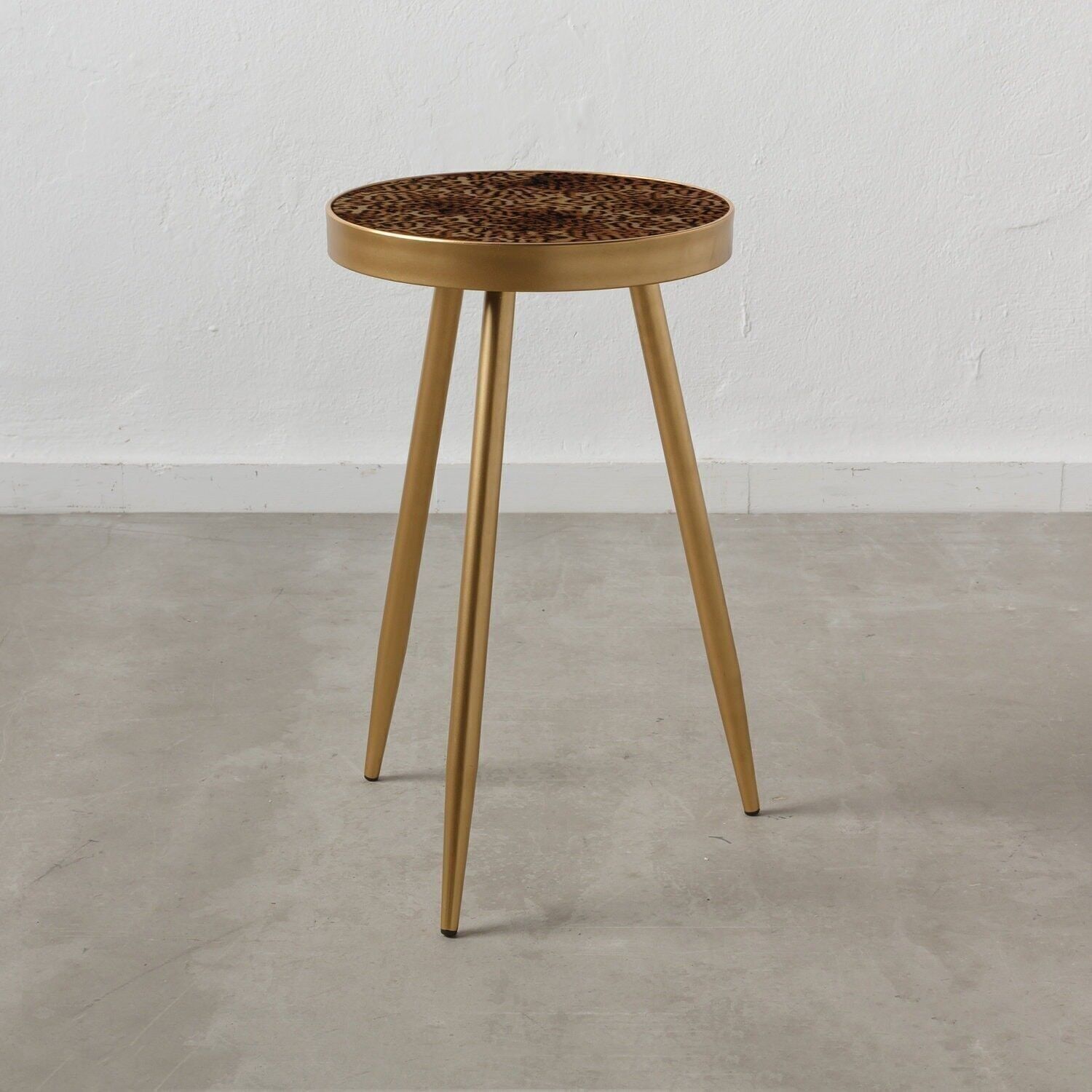 TAVOLINO LEOPARD ORO METALLO/"PVC" SOGGIORNO ST153060