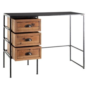 BUREAU NOIR-MÉTAL NATUREL / BOIS ST153323 3