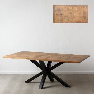 DINING TABLE NATURAL-BLACK WOOD ST153433