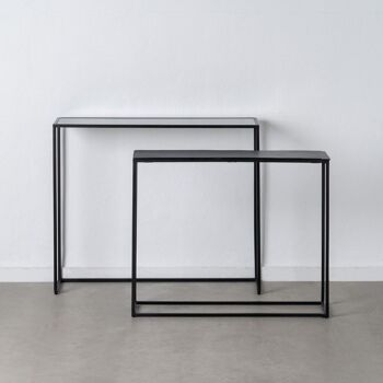 CONSOLE S/2 ALUMINIUM NOIR / VERRE ST605369 1