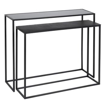 CONSOLE S/2 ALUMINIUM NOIR / VERRE ST605369 3