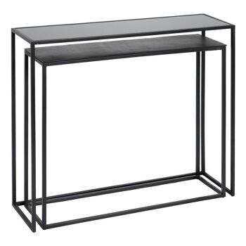 CONSOLE S/2 ALUMINIUM NOIR / VERRE ST605369 4